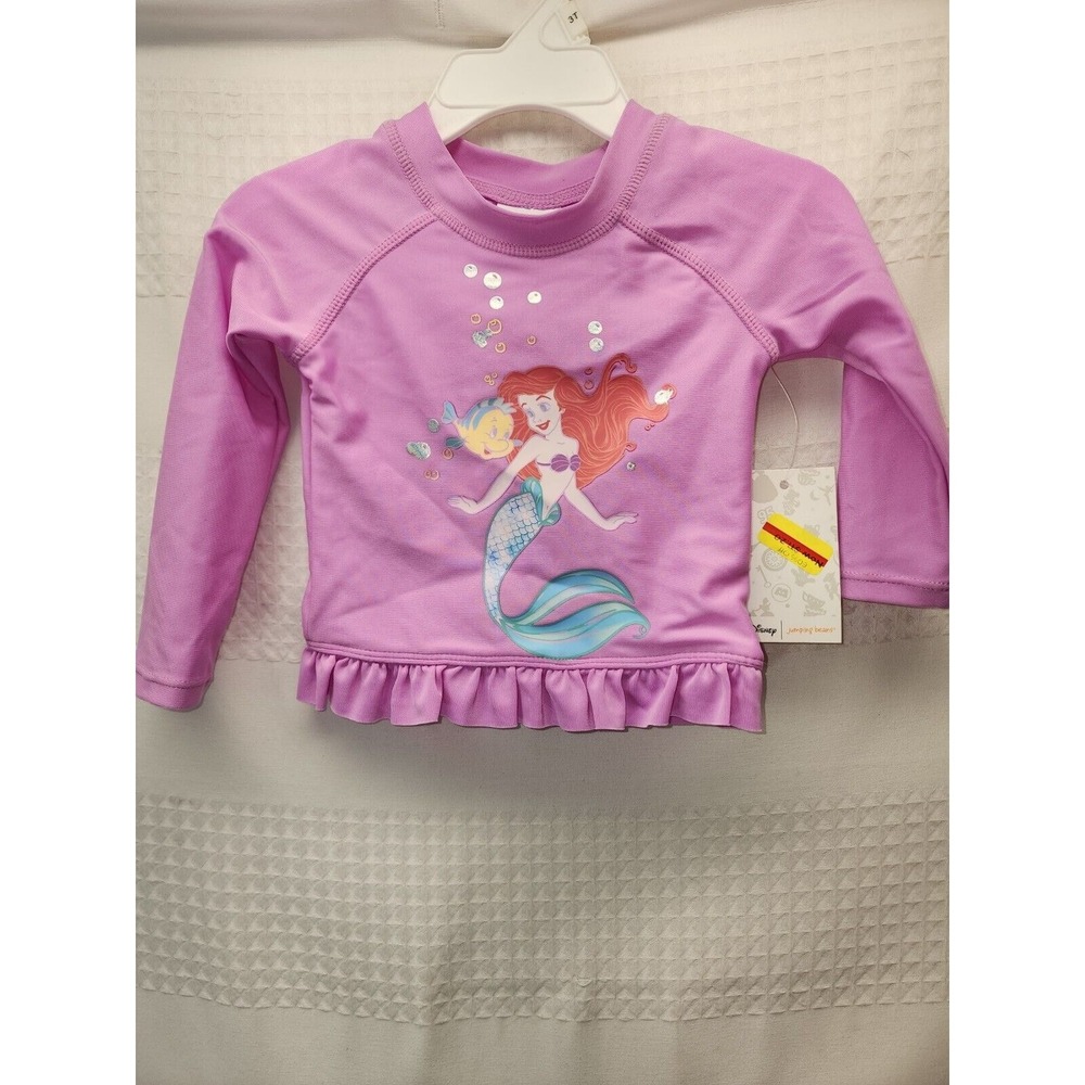 Disney Little Mermaid Long Sleeve Tshirt 12 Months Purple Sun Defender Ruffle